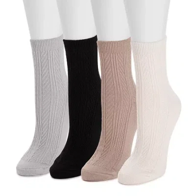 Muk Luks Microfiber Womens 4 Pair Crew Socks In Multi