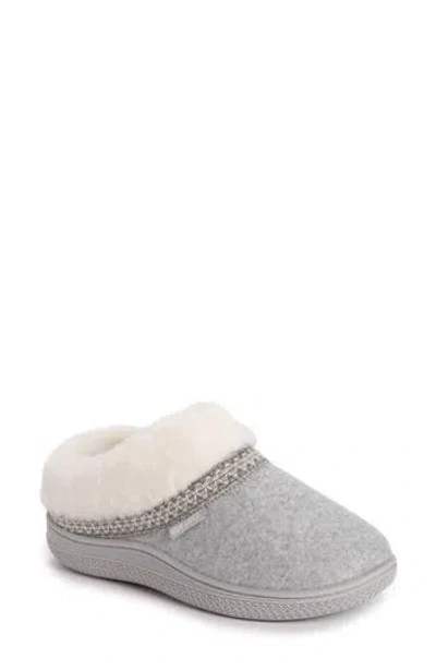 Muk Luks Neira Faux Shearling Slipper In Grey Heather Faux Boiled Wool