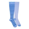 Muk Luks Nylon Blend Compression Socks 2 Pair Pack Wide Size In Blue
