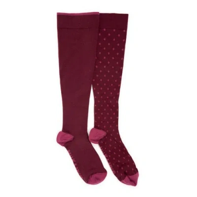 Muk Luks Nylon Blend Compression Socks 2 Pair Pack In Burgundy