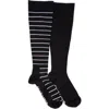Muk Luks Nylon Blend Compression Socks 2 Pair Pack Wide Size In Black