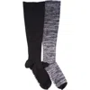 Muk Luks Nylon Blend Compression Socks 2 Pair Pack Wide Size In Black