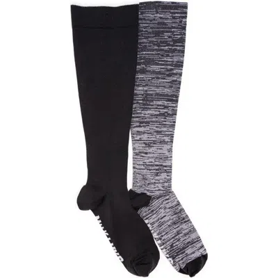 Muk Luks Nylon Blend Compression Socks 2 Pair Pack Wide Size In Black