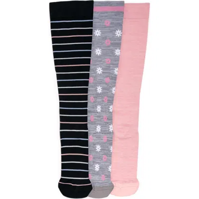 Muk Luks Nylon Compression Knee-high Socks 3 Pair Pack Wide Size In Multi
