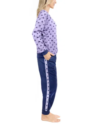 Muk Luks Petite Likely To Lounge Pj Set In Purple Stars