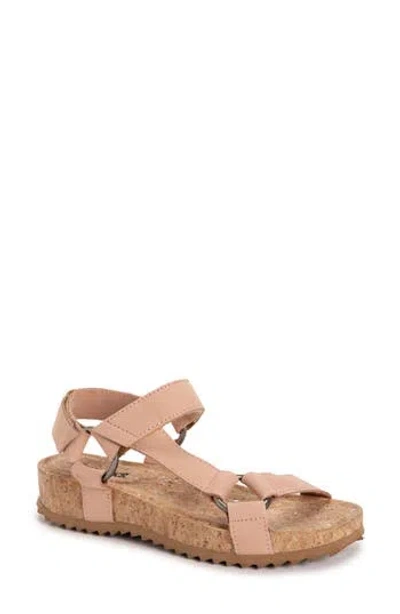 Muk Luks Piper Platform Wedge Sandal In Blush Nubuck