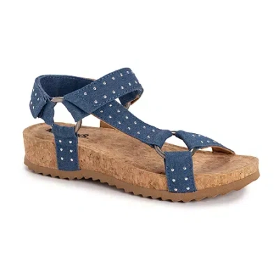 Muk Luks Piper Womens Footbed Sandals In Blue