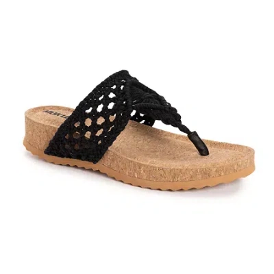 Muk Luks Pippen Womens Footbed Sandals In Black