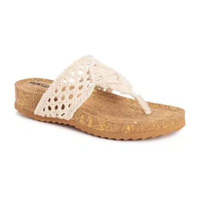 Muk Luks Pippen Womens Footbed Sandals In White