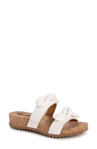 Muk Luks Posie Platform Sandal In White Nappa