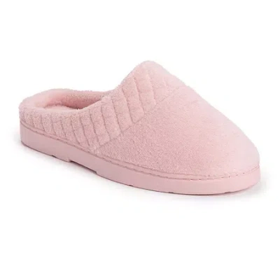 Muk Luks Quilted Womens Memory Foam Clog Slippers In Pink