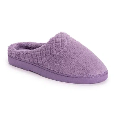 Muk Luks Quilted Womens Memory Foam Clog Slippers In Purple