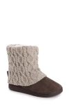 Muk Luks Raquel Faux Fur Lined Indoor/outdoor Bootie Slipper In Oatmeal Cable/brown