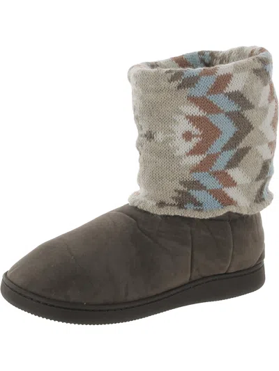 Muk Luks Raquel Womens Faux Suede Ankle Winter Boots In Gray