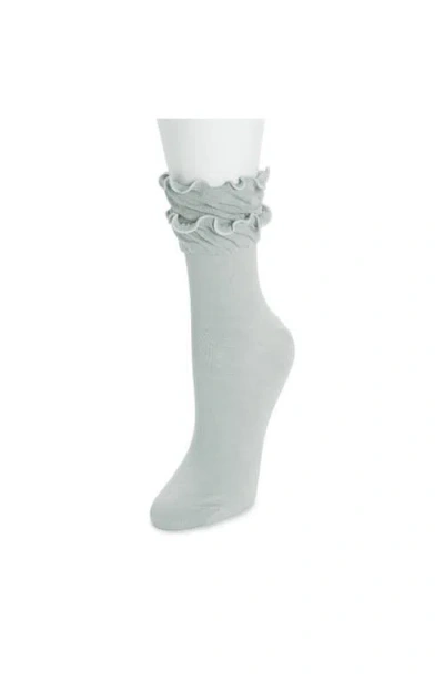 Muk Luks Ruffle Crew Socks In Green