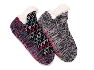 Muk Luks Shortie Cabin Socks 2 Pack In Black