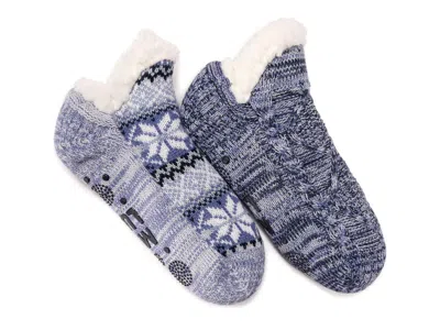 Muk Luks Shortie Cabin Socks 2 Pack In Blue