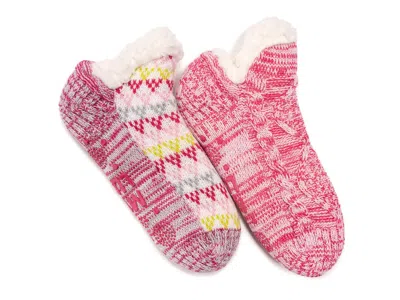 Muk Luks Shortie Cabin Socks 2 Pack In Pink