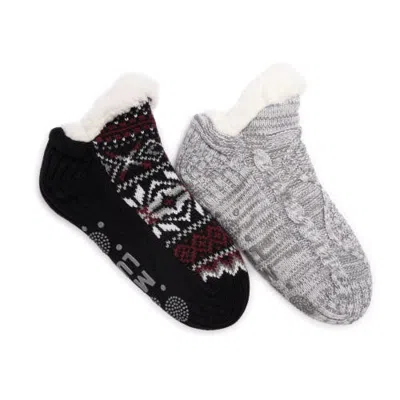 Muk Luks Shortie Cabin Socks In Ebony/grey