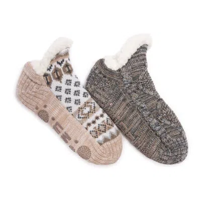 Muk Luks Shortie Cabin Socks In Taupe/grey