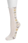 Muk Luks Side Pattern Slouch Crew Socks In Ivory