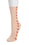 Muk Luks Side Pattern Slouch Crew Socks In Peach