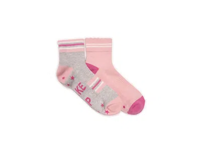 Muk Luks Studio Socks - Quarter Crew Compression 2-pack Women's Crew Cut Socks Shoes Grey/pink (women's 6-11) In Multi