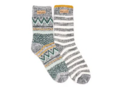 Muk Luks Sweater Crew Socks 2 Pack In Multi
