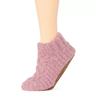 Muk Luks Sweater Knit Cuff Womens 1 Pair Slipper Socks In Pink