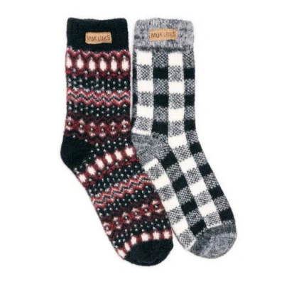 Muk Luks Sweater Socks 2 Pair Pack In Multi