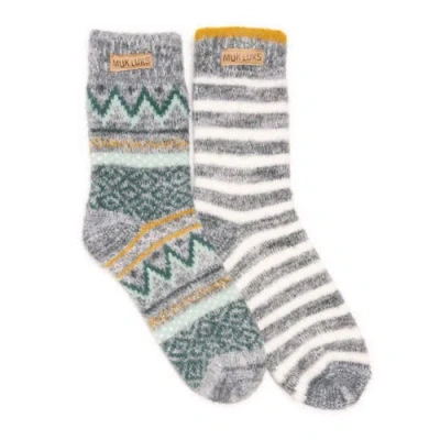 Muk Luks Sweater Socks 2 Pair Pack In Multi