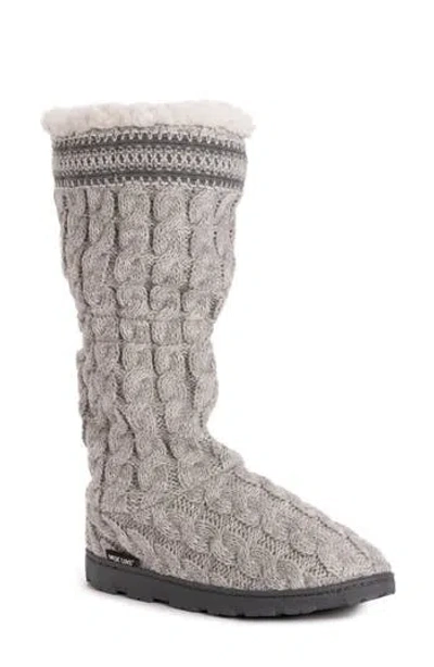 Muk Luks Tabbi Toggle Faux Shearling Slipper In Grey Cable