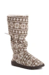 Muk Luks Tabbi Toggle Faux Shearling Slipper In Grey Snowflake