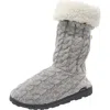 Muk Luks Tabbi Toggle Womens Faux Fur Cable Knit Bootie Slippers In Multi
