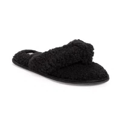 Muk Luks Taryn Thong Womens Memory Foam Slip-on Slippers In Black