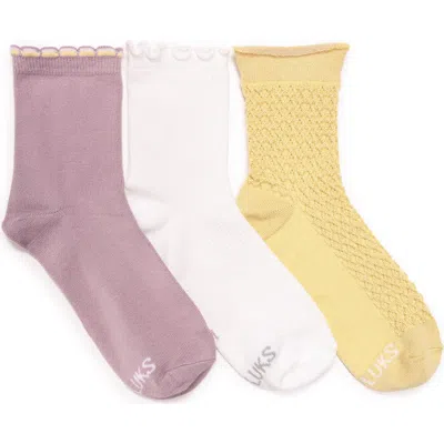 Muk Luks Whisper Assorted 3-pack Crew Socks In Multi