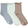 Muk Luks Whisper Assorted 3-pack Crew Socks In Multi