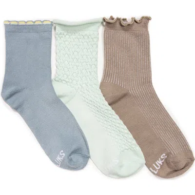 Muk Luks Whisper Assorted 3-pack Crew Socks In Multi