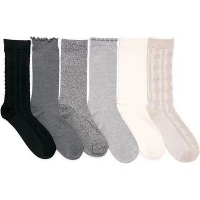 Muk Luks Whisper Soft Crew Socks 6 Pair Pack In Black