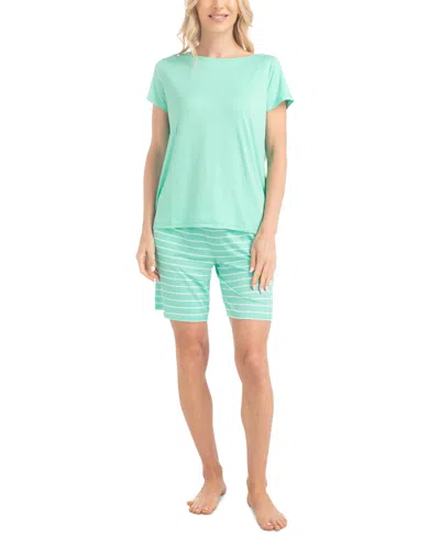Muk Luks Women's 2-pc. Joyful Nautical Pajamas Set In Green