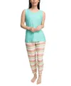 Muk Luks Plus Size 2 Piece Cloud Knit And Joggers Sleep Set In Aqua