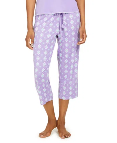 Muk Luks Women's Printed Capri Pajama Pants In Diamond In Purple