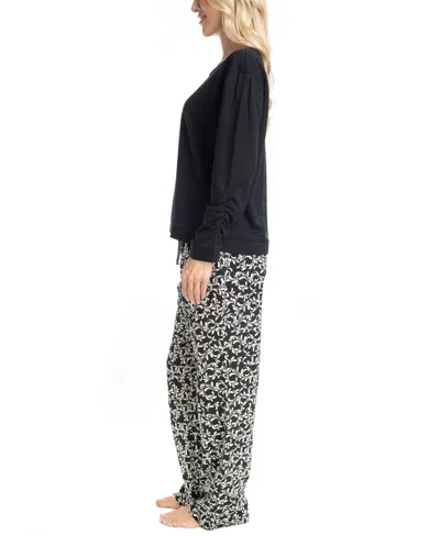 Muk Luks Women's Sweater Weather Pajama Set In Black