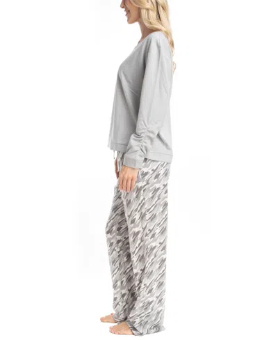 Muk Luks Women's Sweater Weather Pajama Set In Gray