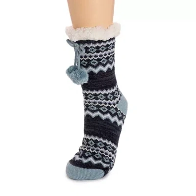 Muk Luks Womens 1 Pair Slipper Socks In Blue