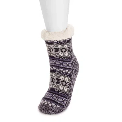 Muk Luks Womens 1 Pair Slipper Socks In Purple