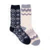 Muk Luks Womens 2 Pair Crew Socks In Blue