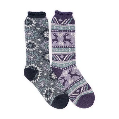 Muk Luks Womens 2 Pair Crew Socks In Multi