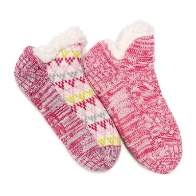 Muk Luks Womens 2 Pair Slipper Socks In Pink