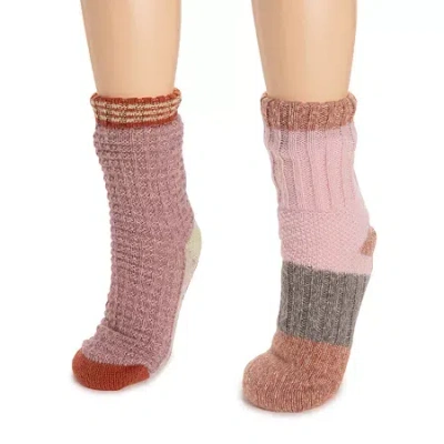 Muk Luks Womens 2 Pair Slipper Socks In Pink